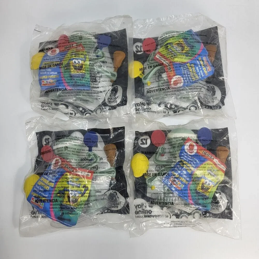 2012 Nickelodeon SpongeBob SquarePants Squidward Tennis Meal Toy Lot Of 4 Sealed